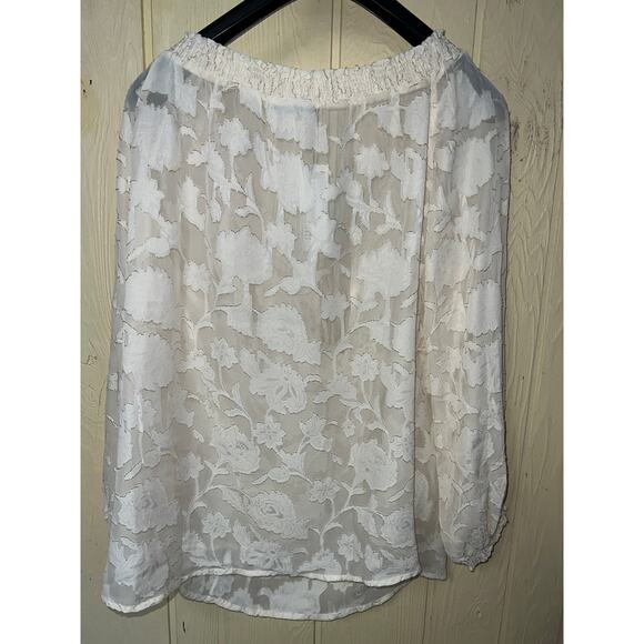 Sheilay Top Womens Large Sexy Sheer Blouse Chiffon Crochet Cottagecore Romantic - Picture 9 of 11